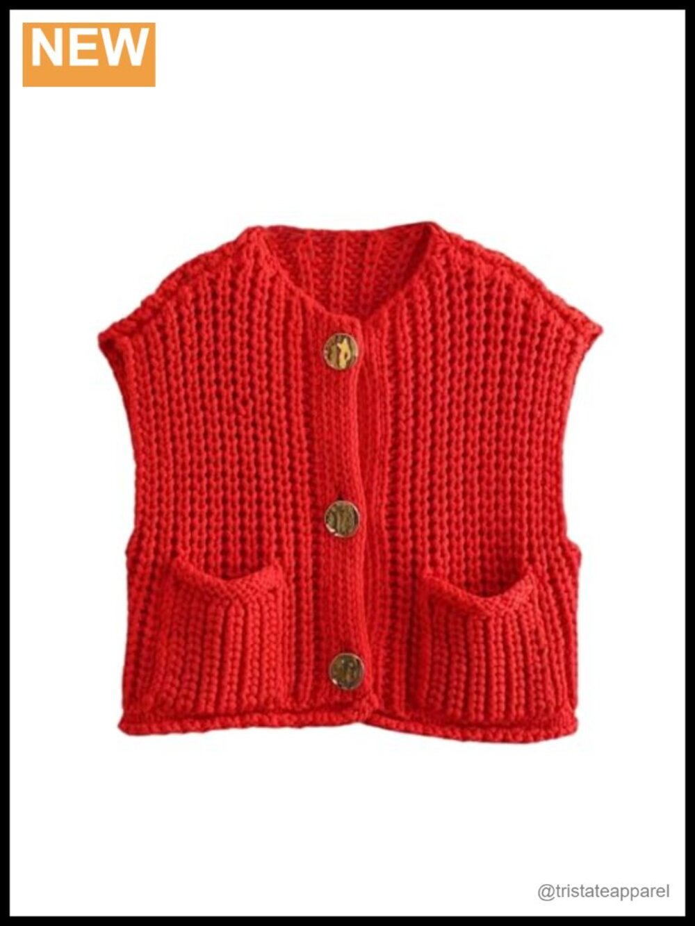 Cropped Sweater Vest Cute Crewneck Button Down Sleeveless Knit Cardigan with